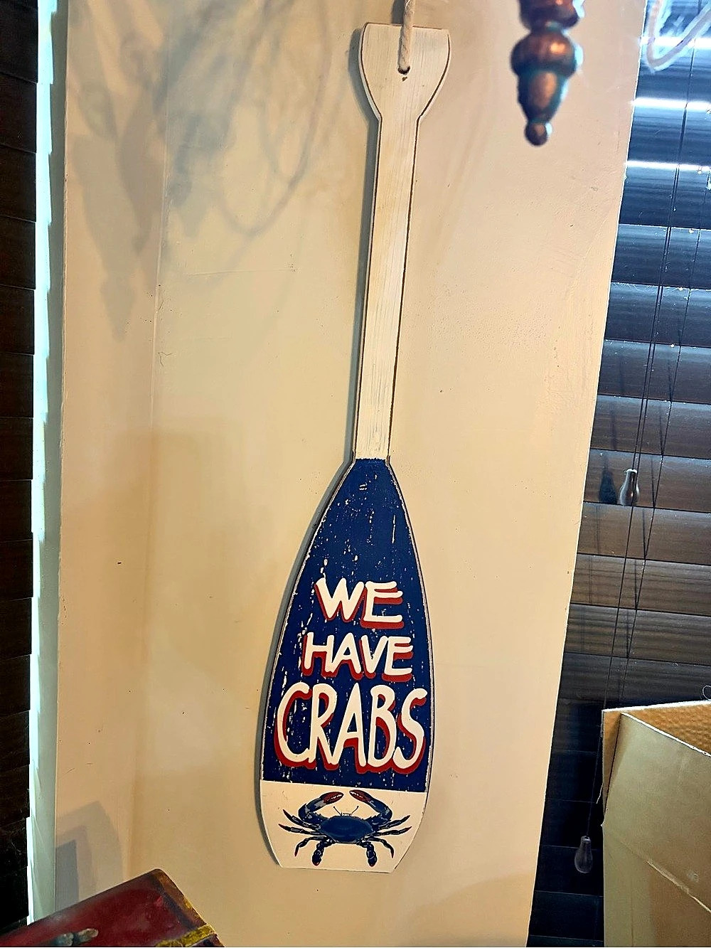 Blue & White Painted Crab Paddle Wall Decor